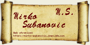 Mirko Subanović vizit kartica